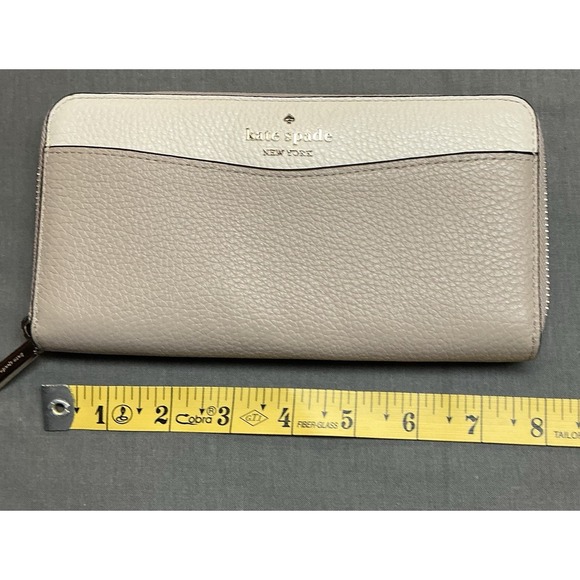 Kate Spade NY Leilia Continental Tan Pebbled Leather Bifold Wallet Zip Around - Picture 6 of 8